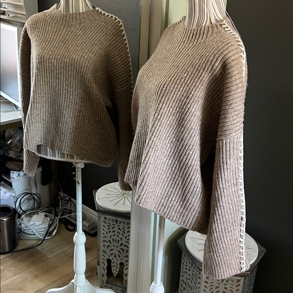 NWT Halogen Ribbed Knit Sweater XL in Taupe - Picture 2 of 11